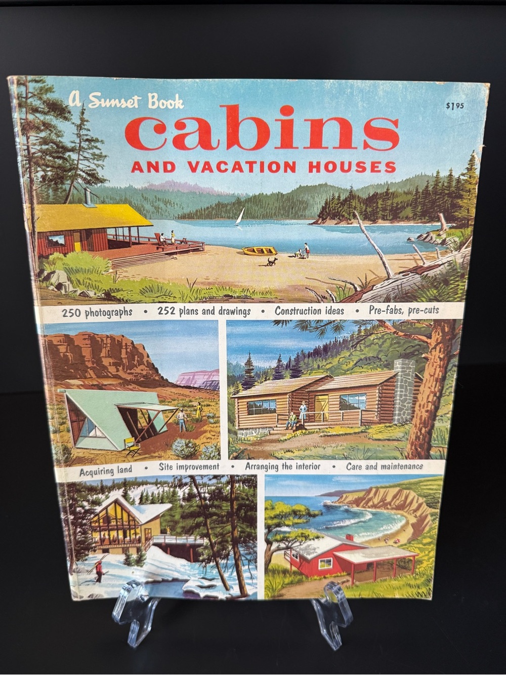 Vintage 1963 Sunset Cabins Vacation Houses Book Plans MCM